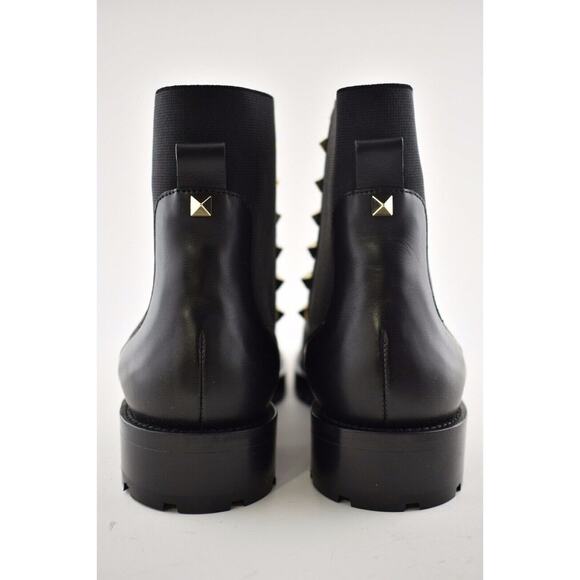 Valentino Rockstud Chelsea 20mm Black Leather Stud Heel Short Ankle Flat Boot 41 - Picture 11 of 12